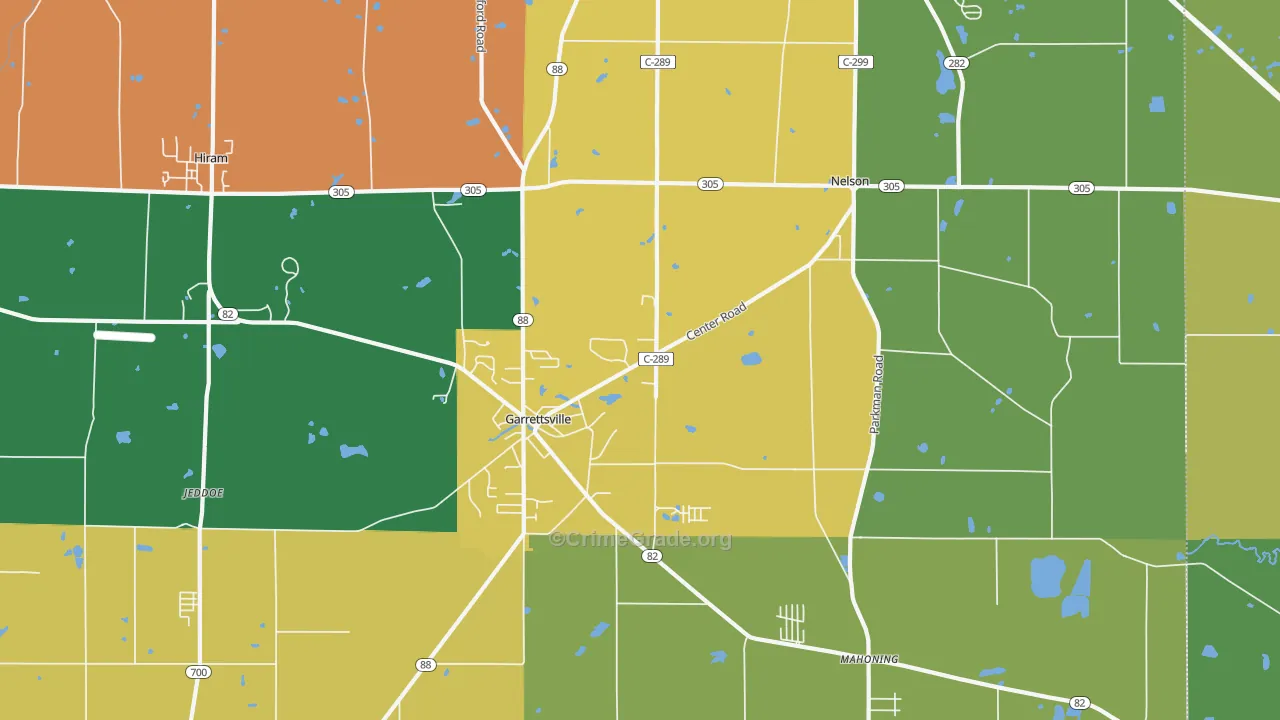 Garrettsville, OH Map of Theft Rates