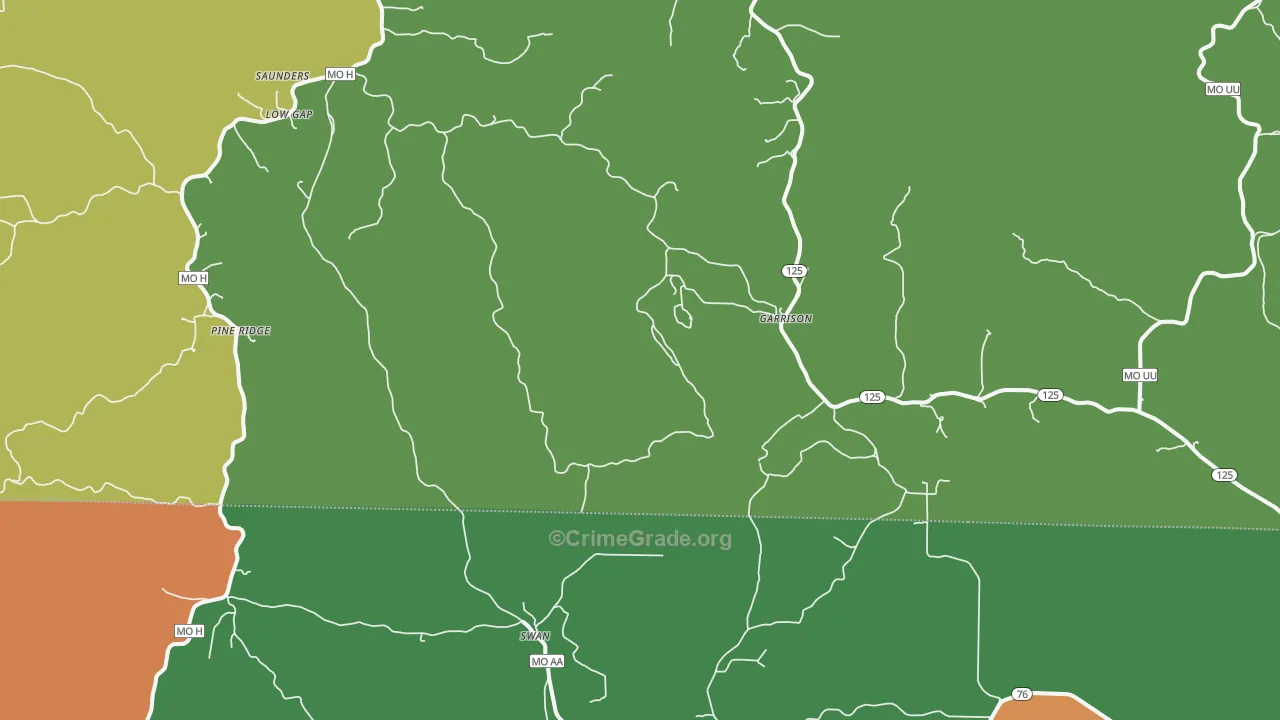Garrison, MO Map of Theft Rates
