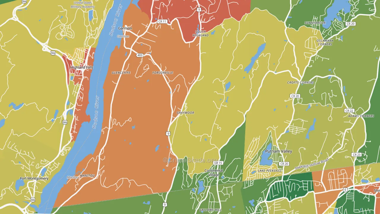 Garrison, NY Map of Theft Rates