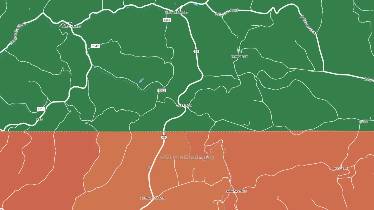 Garrison, PA Map of Theft Rates