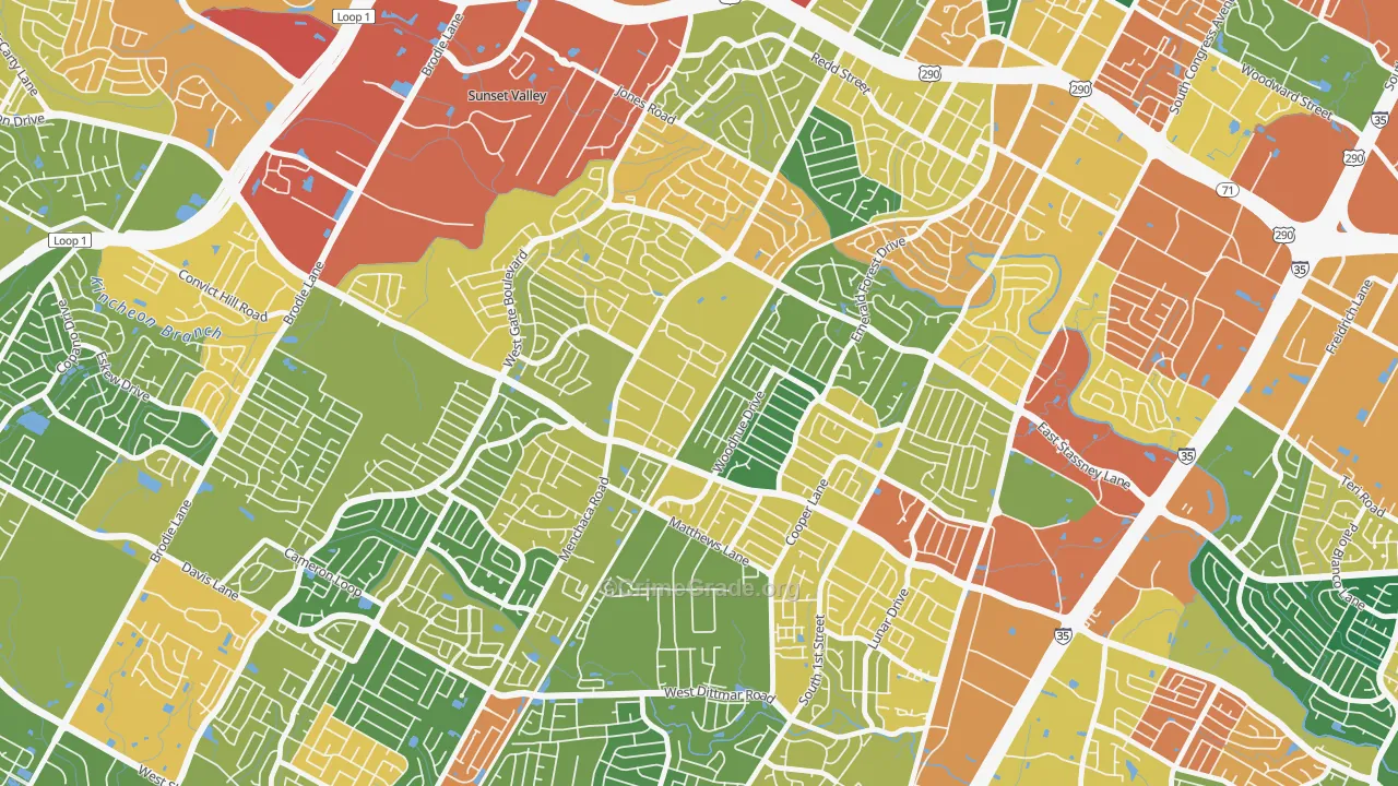 Garrison Park, Austin, TX Map of Theft Rates