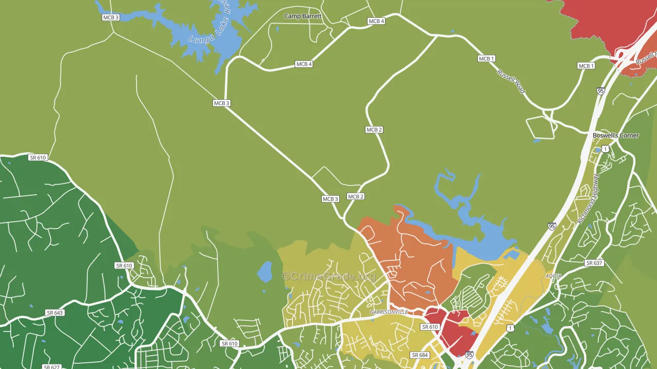 Garrisonville, VA Map of Theft Rates
