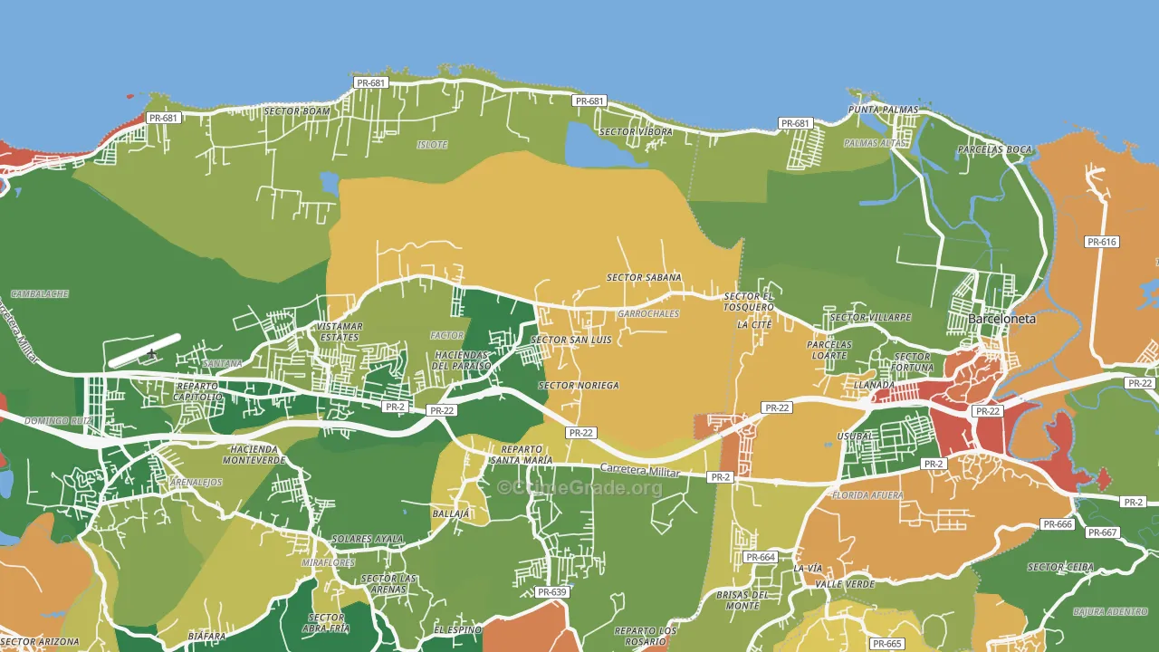 Garrochales, PR Map of Theft Rates