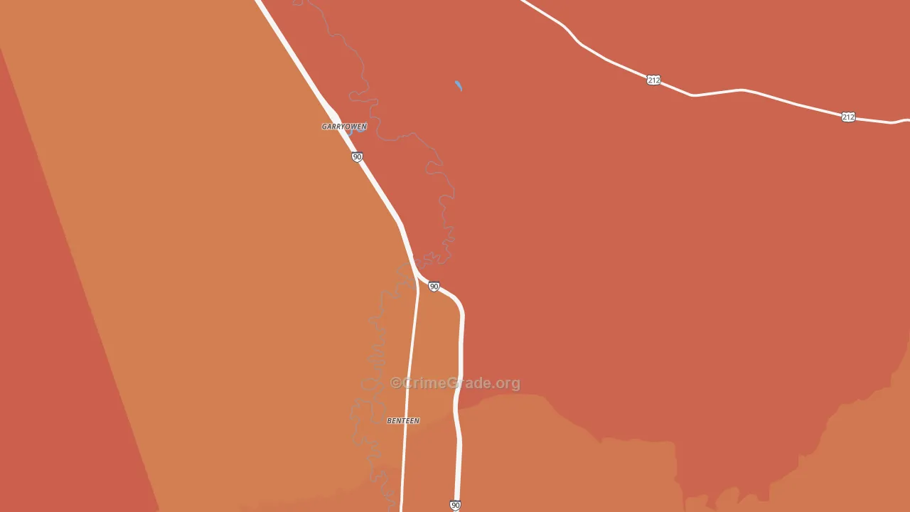 Garryowen, MT Map of Theft Rates