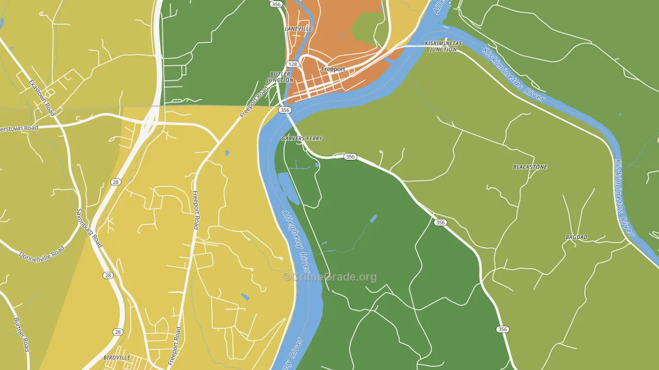 Garvers Ferry, PA Map of Theft Rates