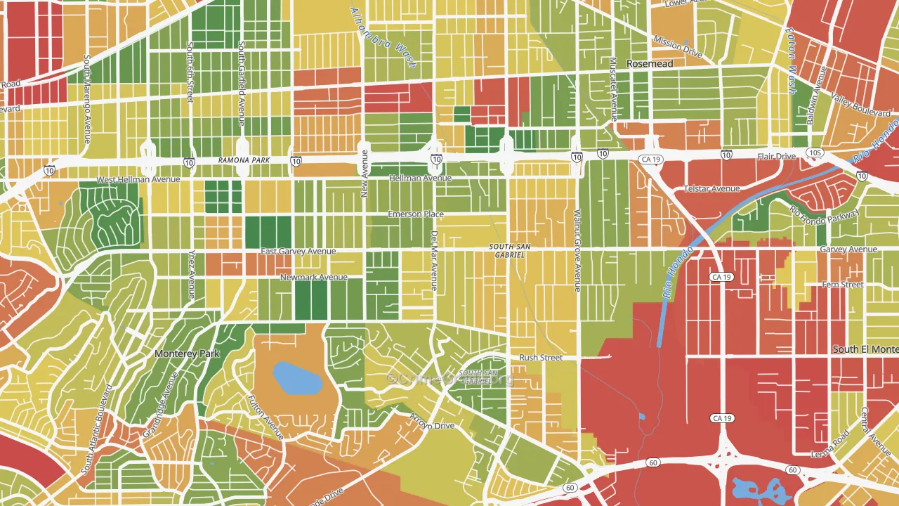 Garvey, Rosemead, CA Map of Theft Rates