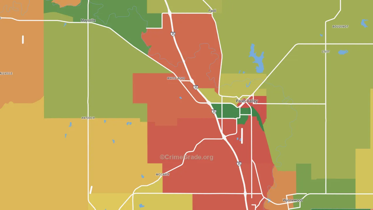 Garvin County, OK Map of Theft Rates