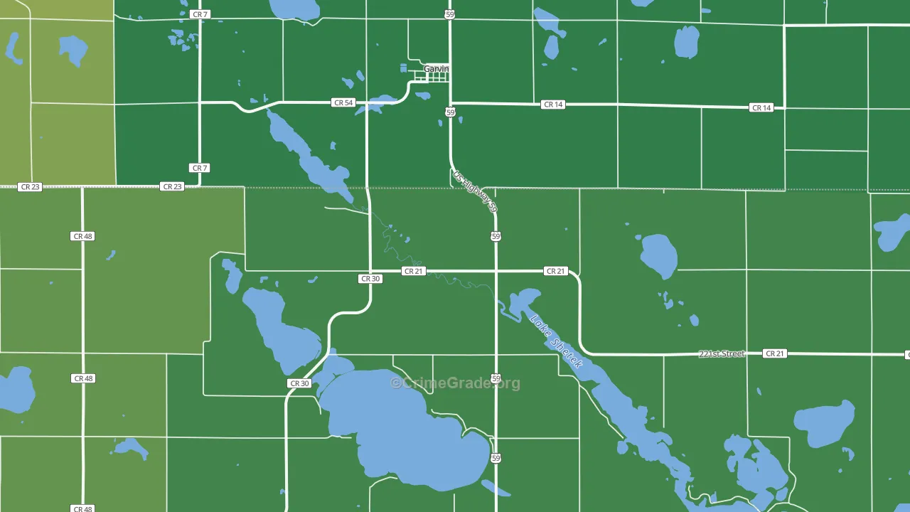 Garvin, MN Map of Theft Rates