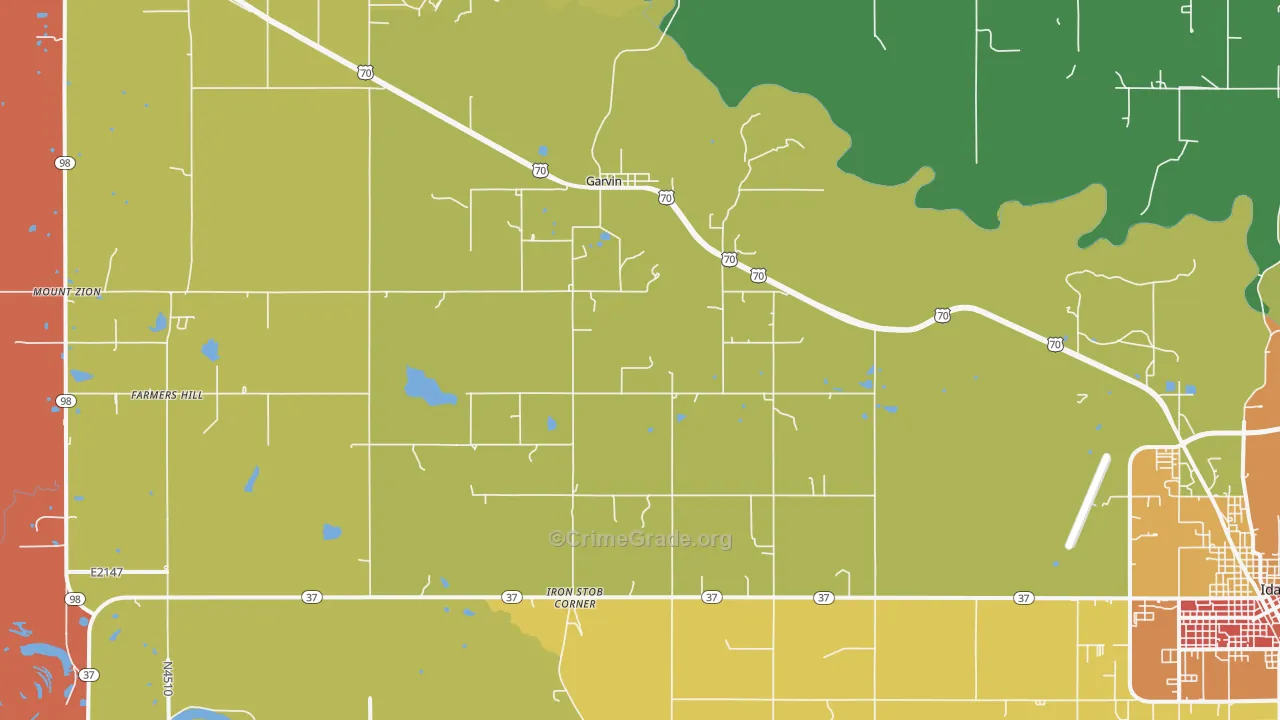 Garvin, OK Map of Theft Rates