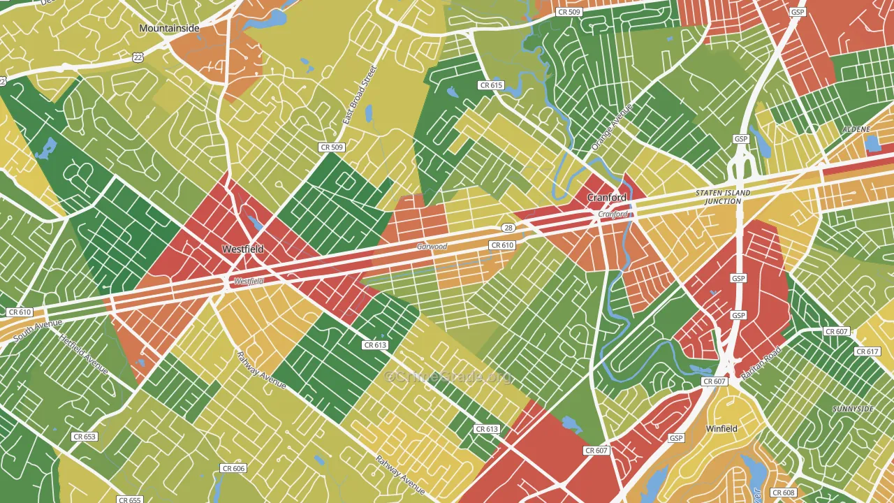 Garwood, NJ Map of Theft Rates