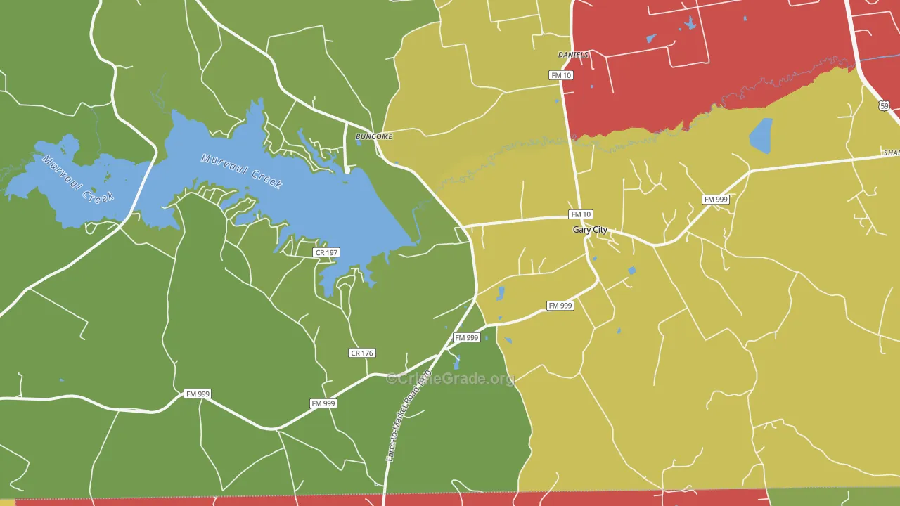 Gary, TX Map of Theft Rates