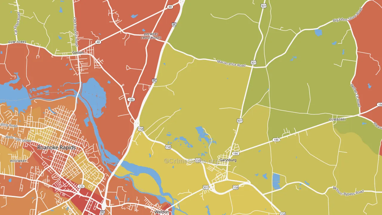 Garysburg, NC Map of Theft Rates