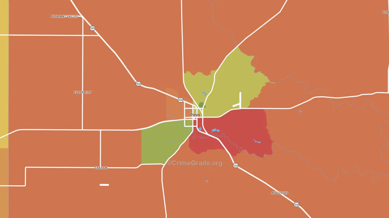 Garza County, TX Map of Theft Rates