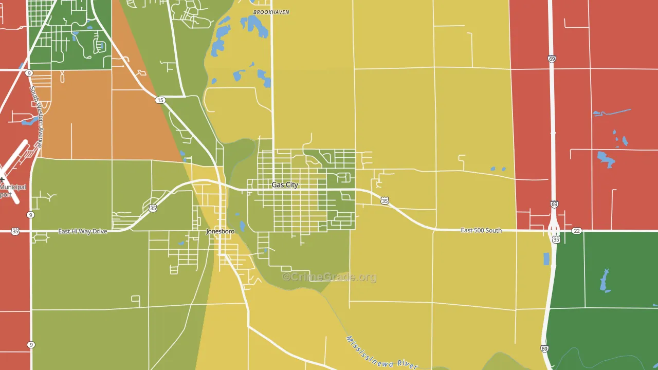 Gas City, IN Map of Theft Rates