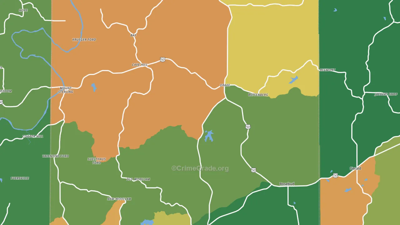 Gasconade County, MO Map of Theft Rates