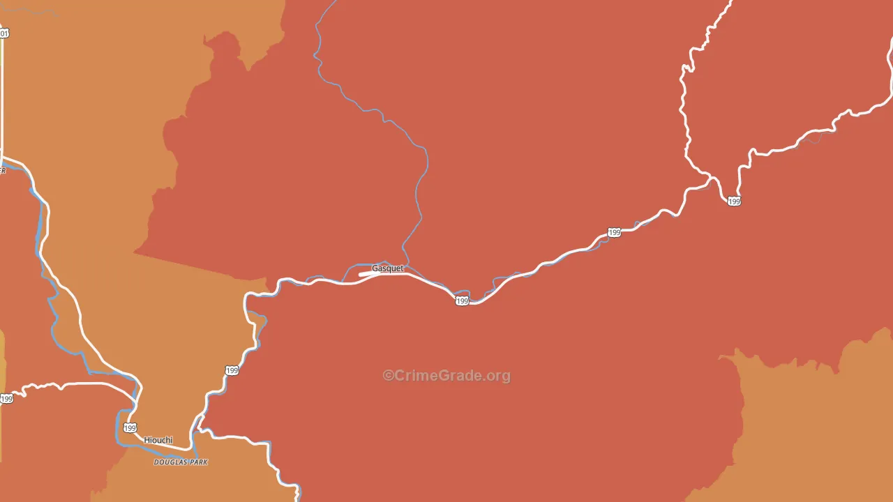 Gasquet, CA Map of Theft Rates