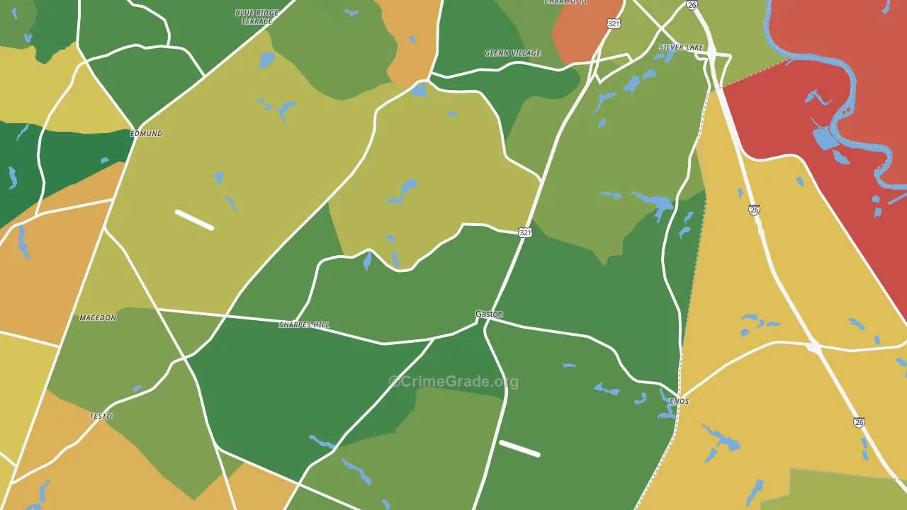 Gaston, SC Map of Theft Rates