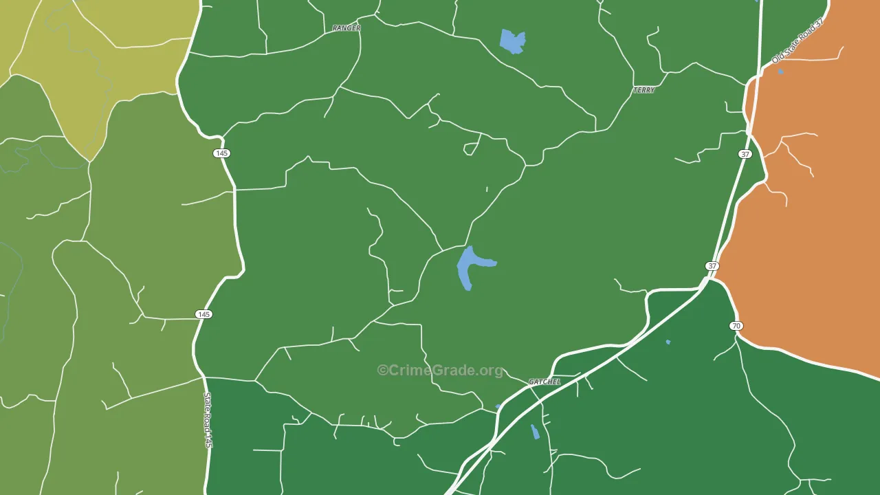 Gatchel, IN Map of Theft Rates