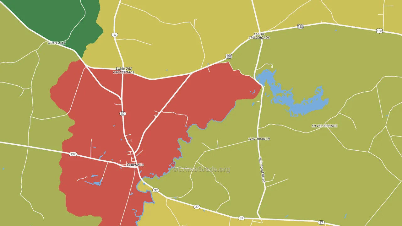 Gatesville, NC Map of Theft Rates