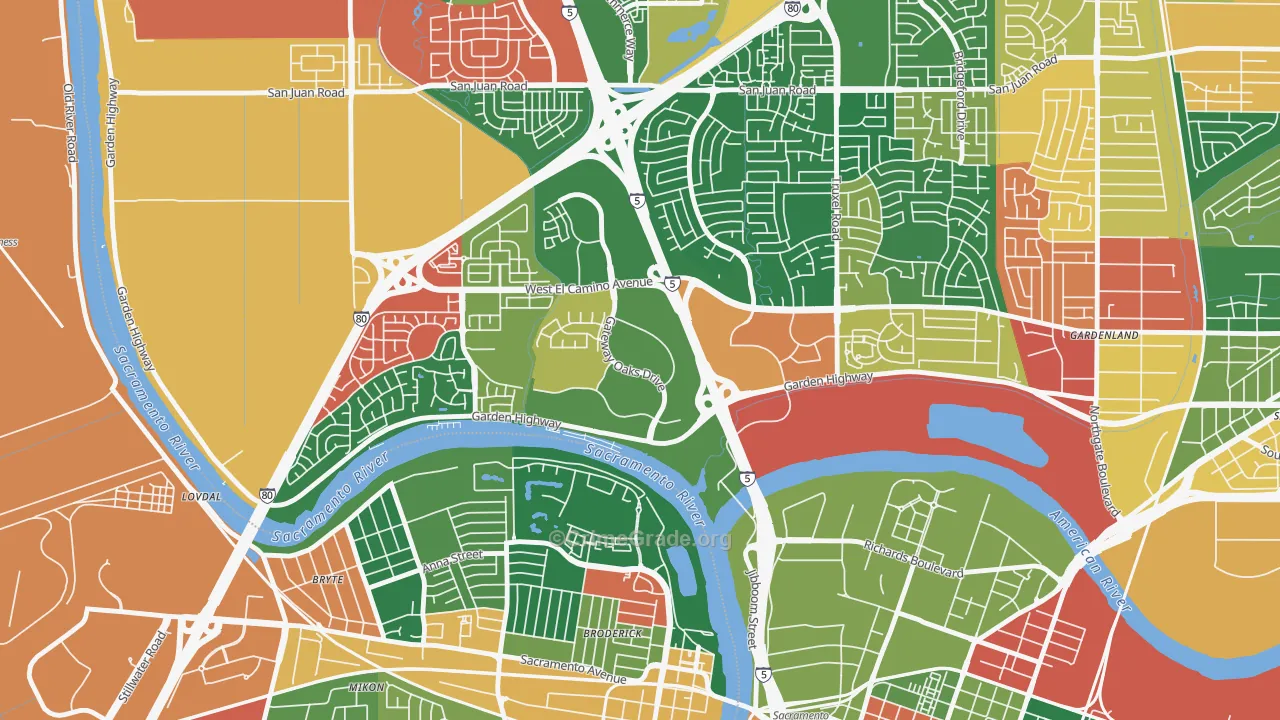 Gateway Center, Sacramento, CA Map of Theft Rates