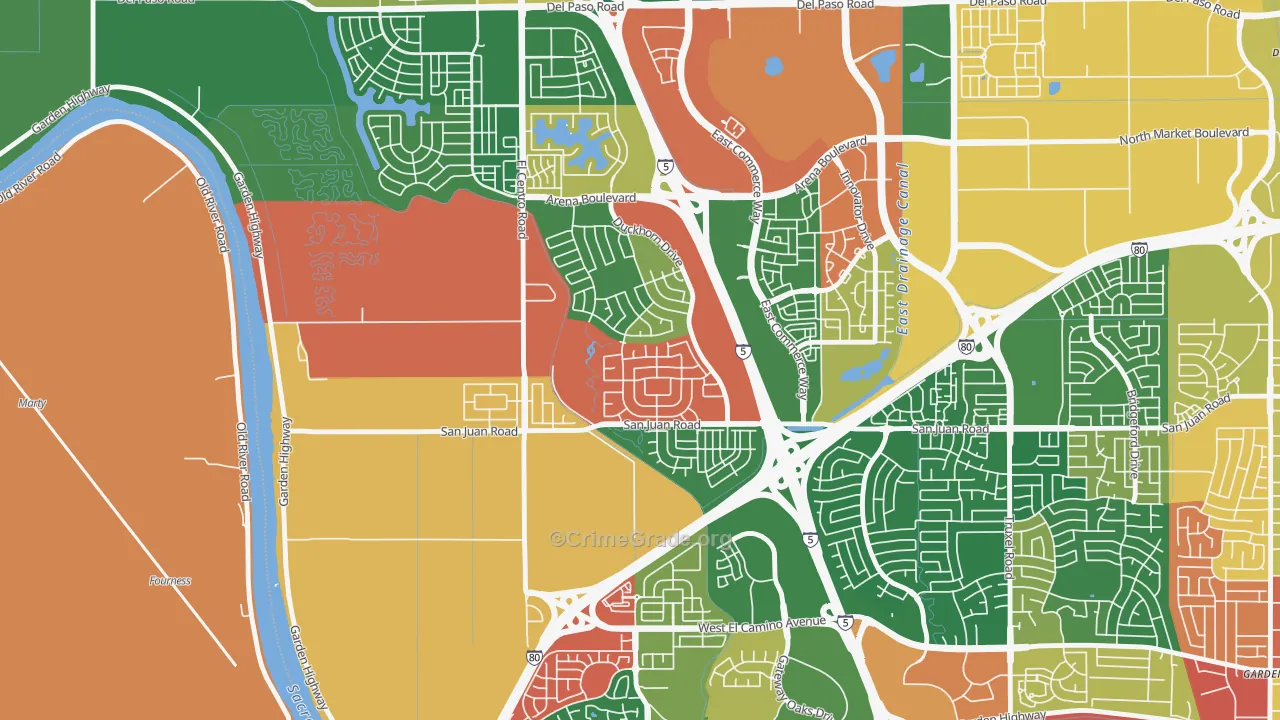 Gateway West, Sacramento, CA Map of Theft Rates