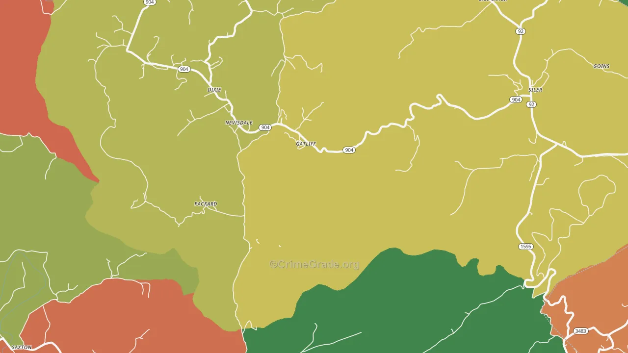 Gatliff, KY Map of Theft Rates