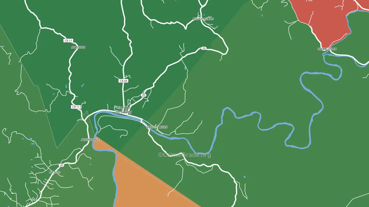 Gauley Mills, WV Map of Theft Rates