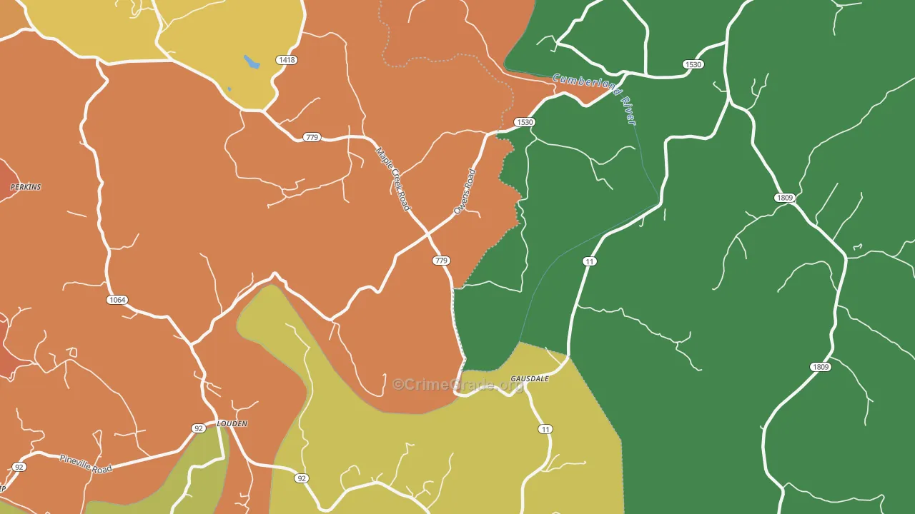Gausdale, KY Map of Theft Rates