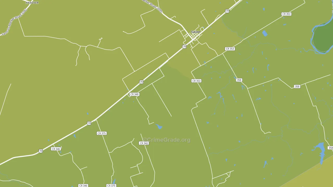 Gause, TX Map of Theft Rates