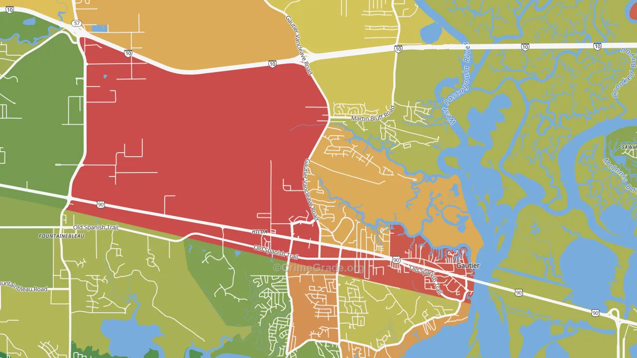 Gautier, MS Map of Theft Rates