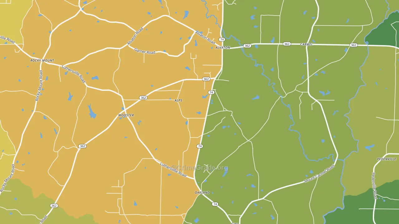 Gay, GA Map of Theft Rates