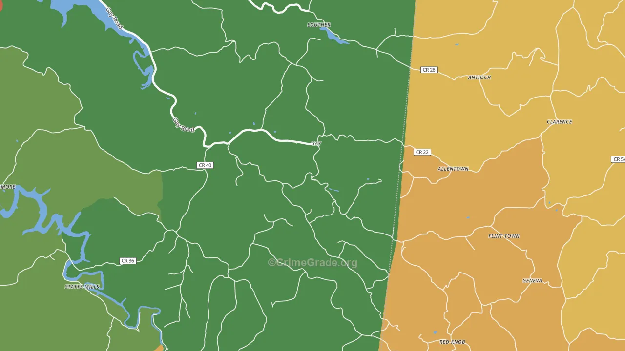 Gay, WV Map of Theft Rates