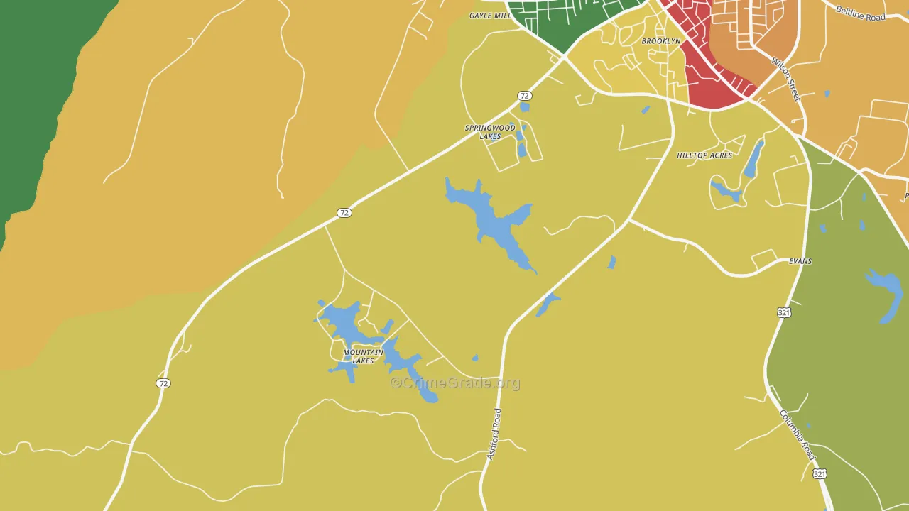 Gayle Mill, SC Map of Theft Rates