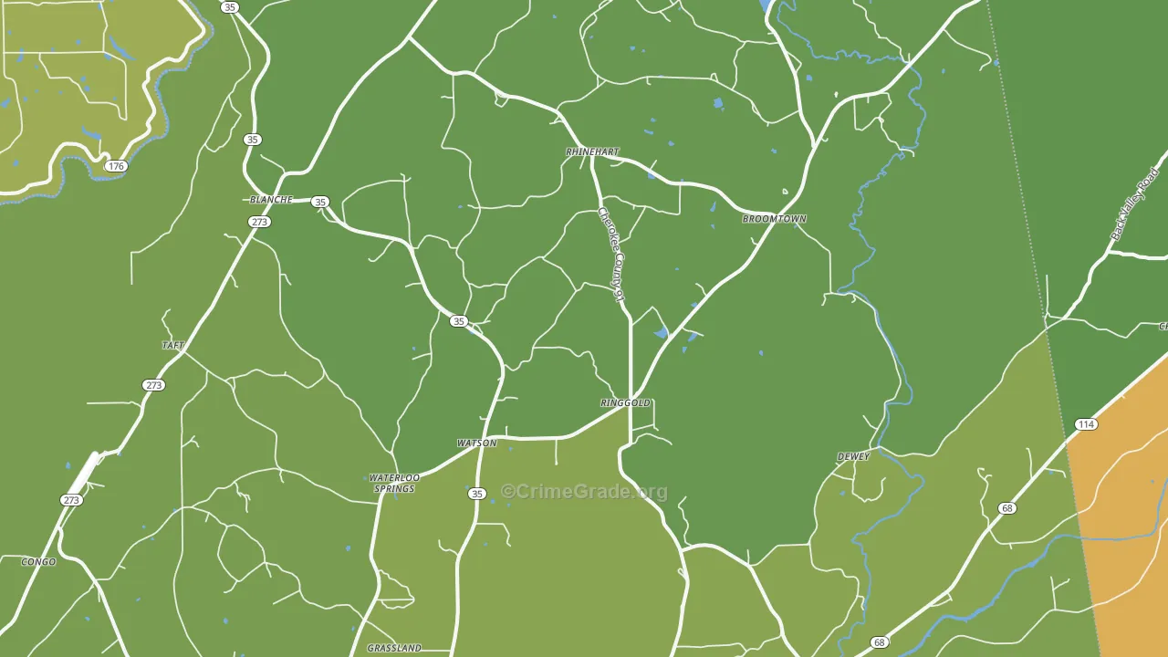 Gaylesville, AL Map of Theft Rates
