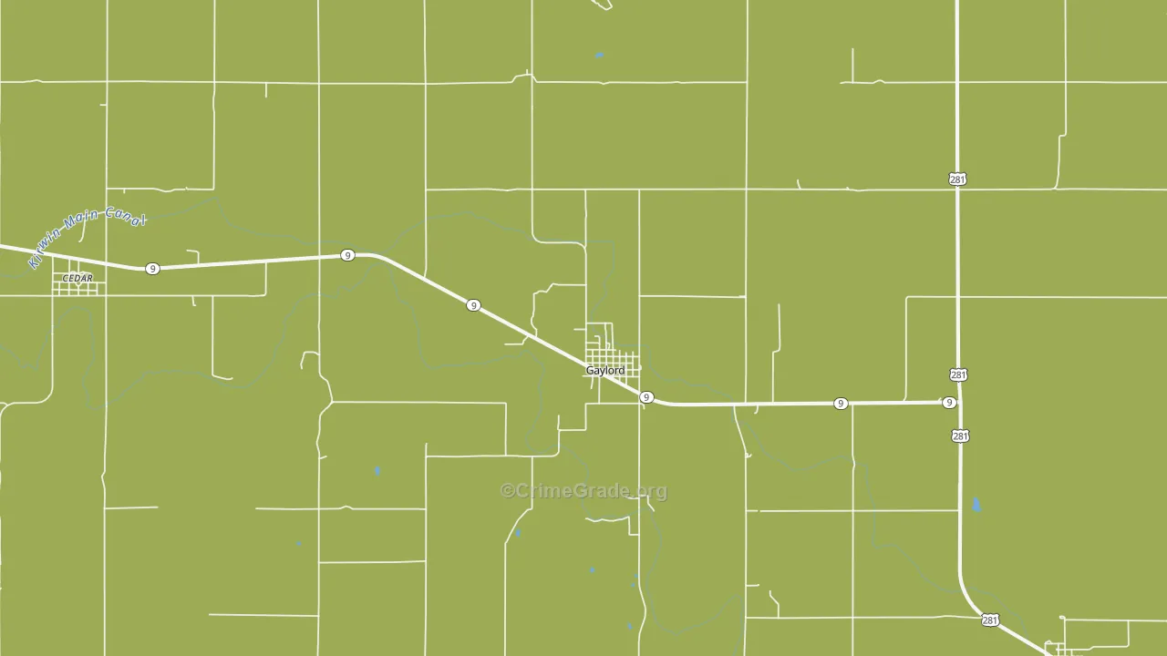 Gaylord, KS Map of Theft Rates