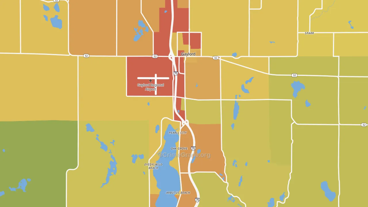 Gaylord, MI Map of Theft Rates