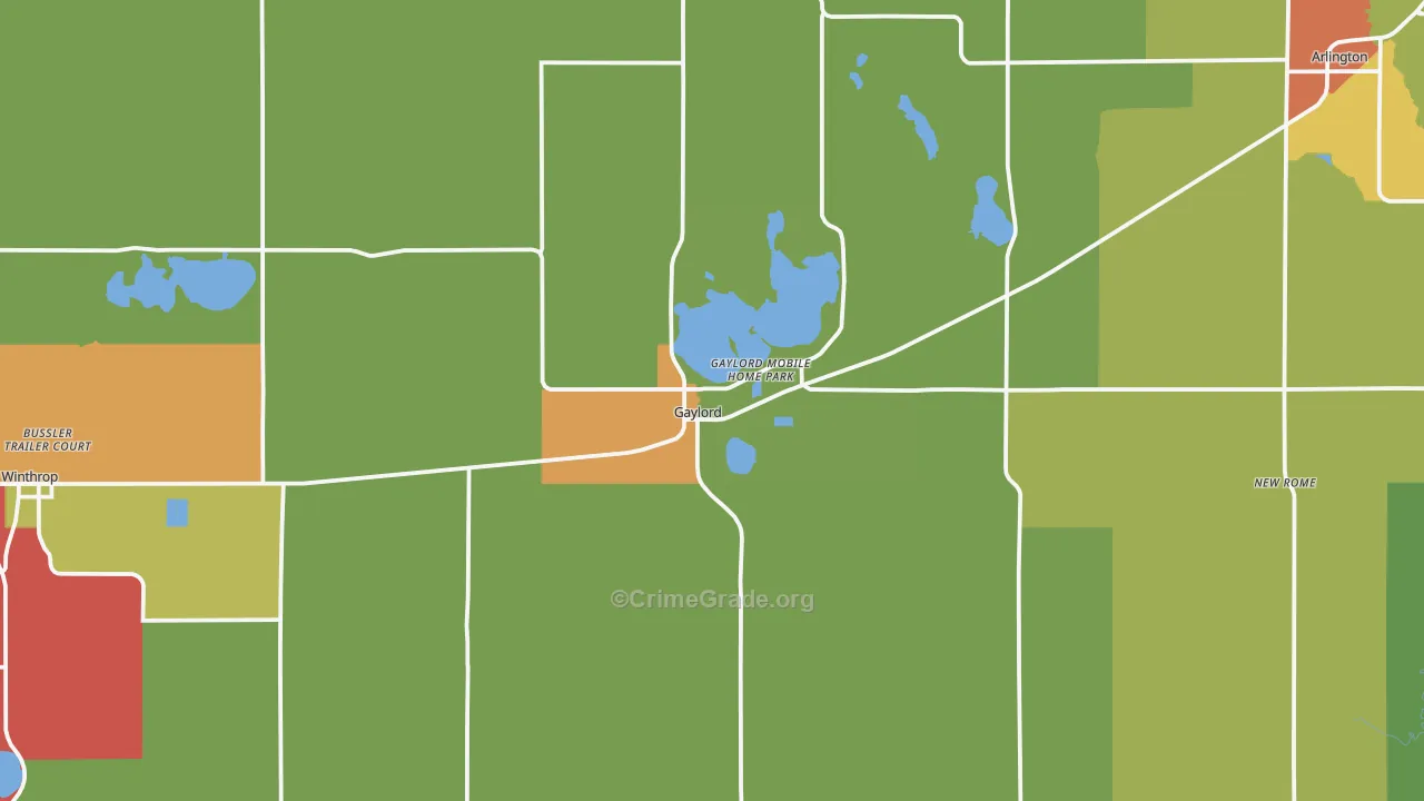 Gaylord, MN Map of Theft Rates