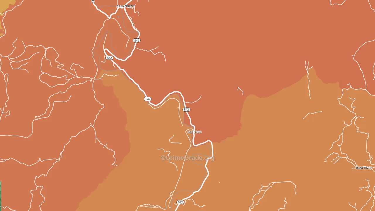 Gaylord, OR Map of Theft Rates