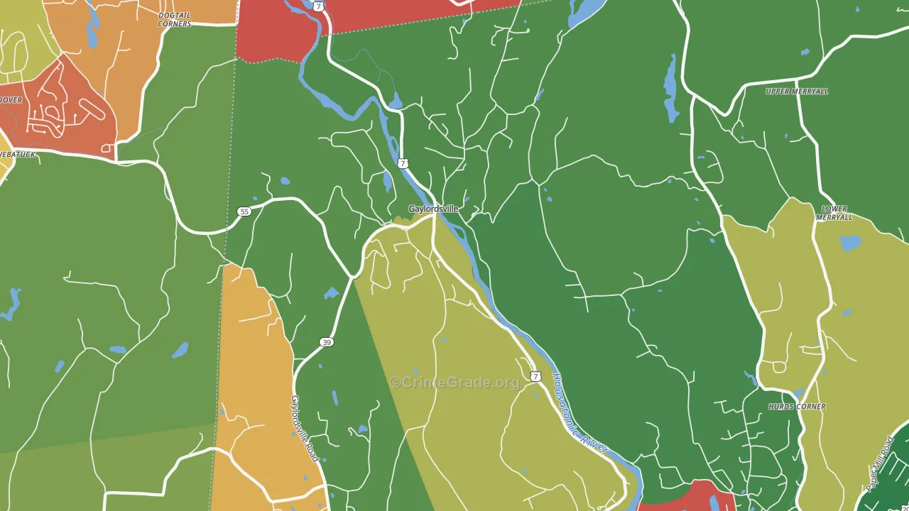 Gaylordsville, CT Map of Theft Rates