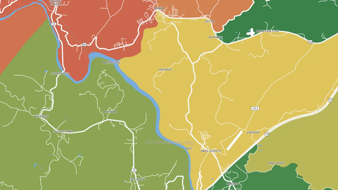Gaymont, WV Map of Theft Rates