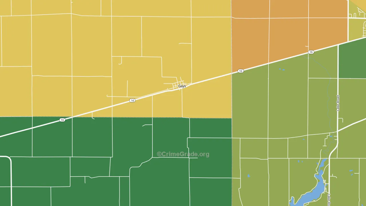 Gays, IL Map of Theft Rates