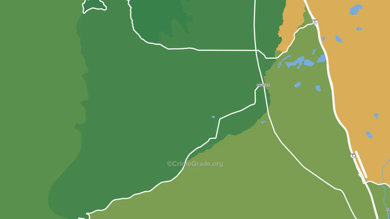 Gazelle, CA Map of Theft Rates