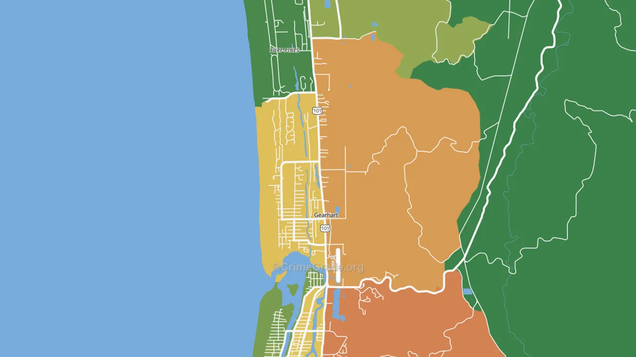 Gearhart, OR Map of Theft Rates