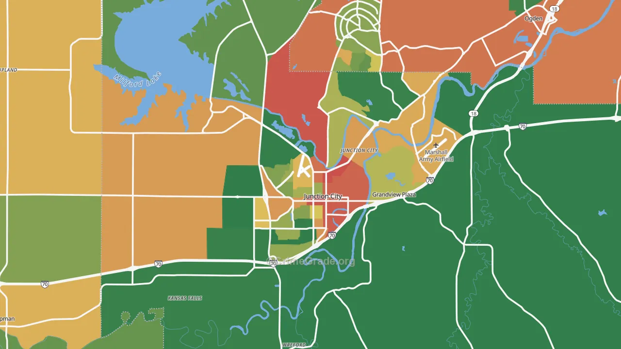 Geary County, KS Map of Theft Rates