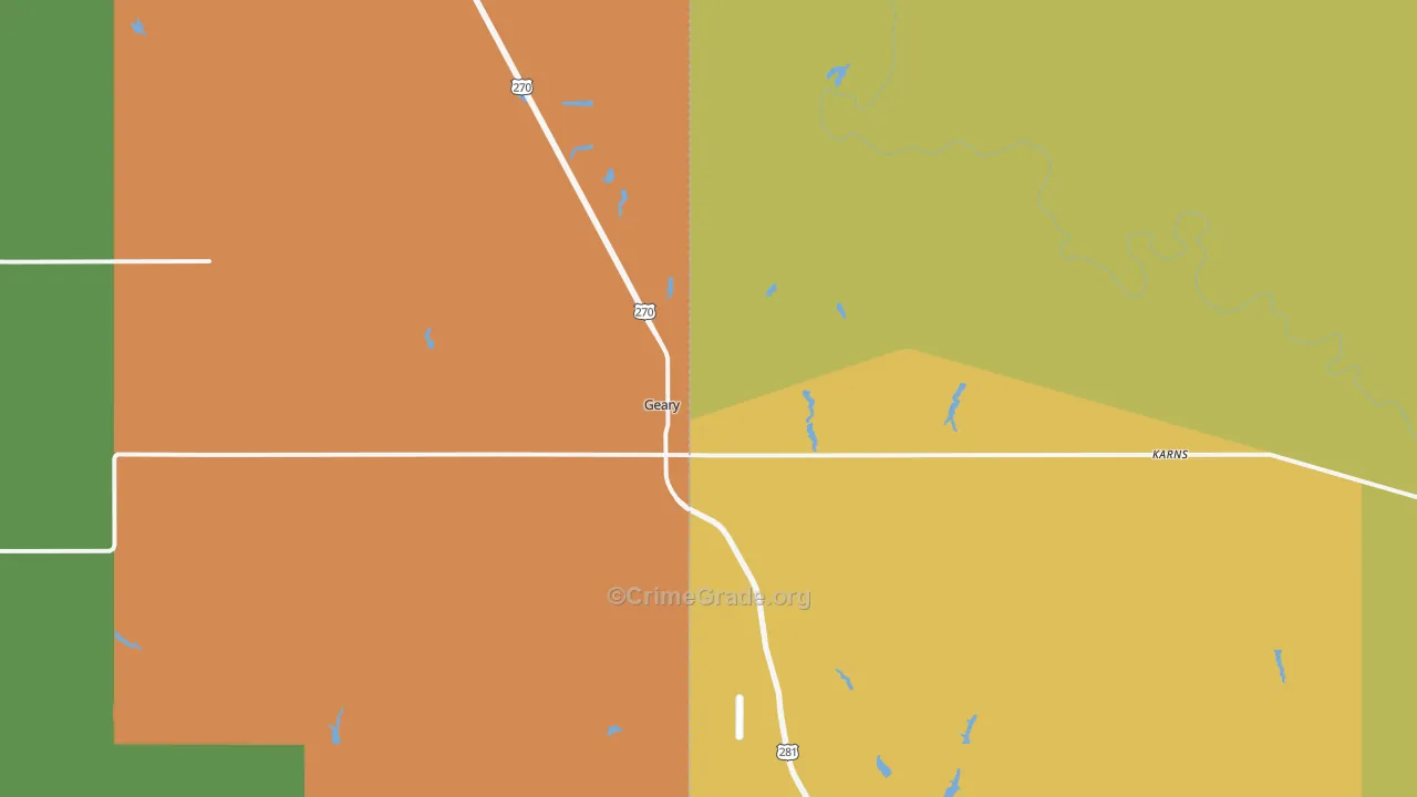 Geary, OK Map of Theft Rates