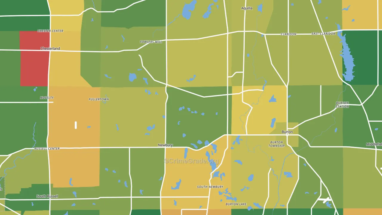 Geauga County, OH Map of Theft Rates