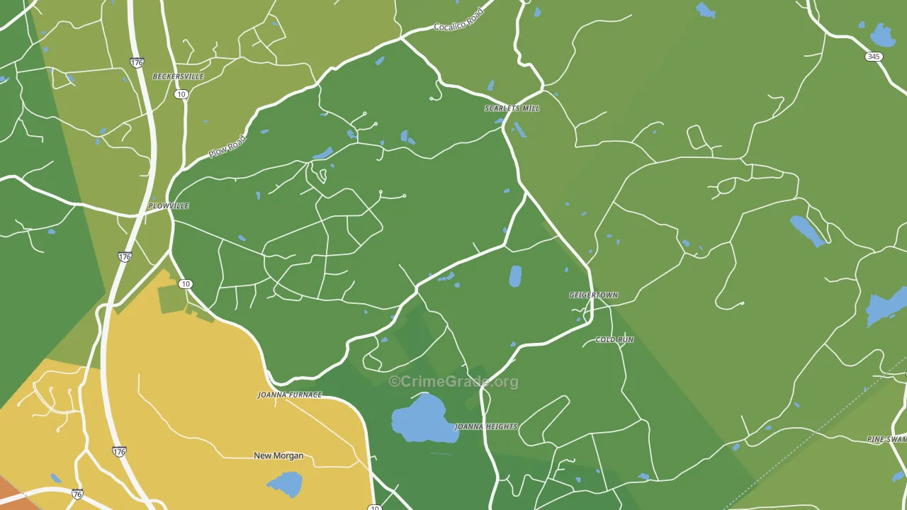 Geigertown, PA Map of Theft Rates