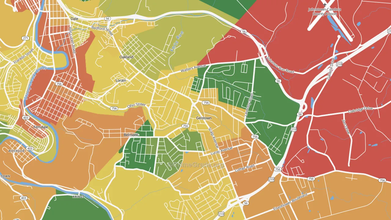 Geistown, PA Map of Theft Rates