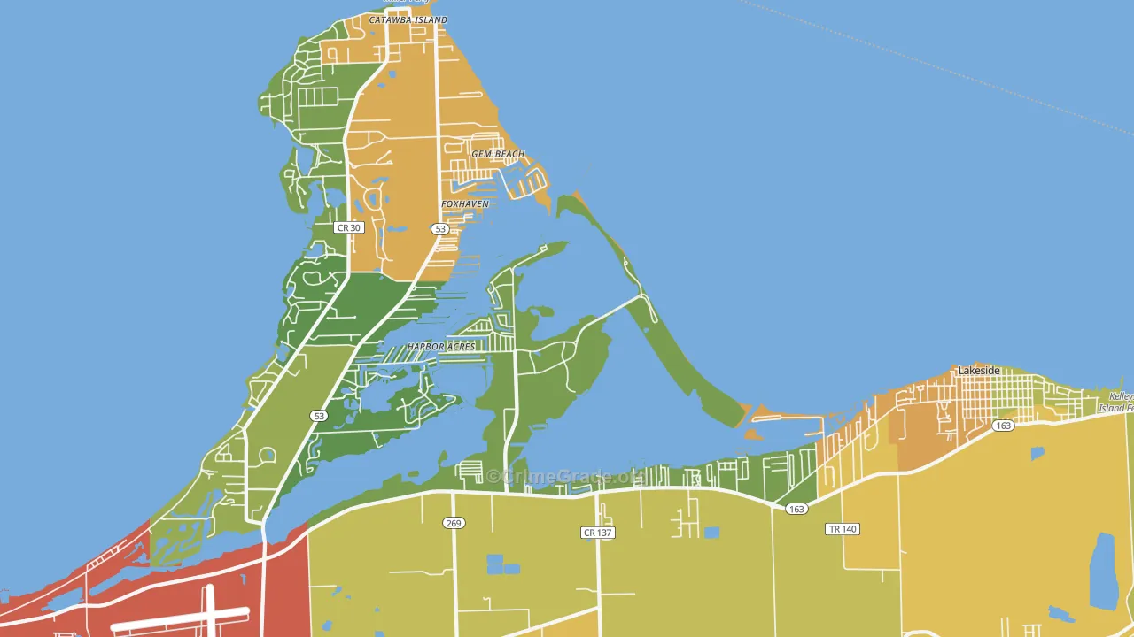 Gem Beach, OH Map of Theft Rates