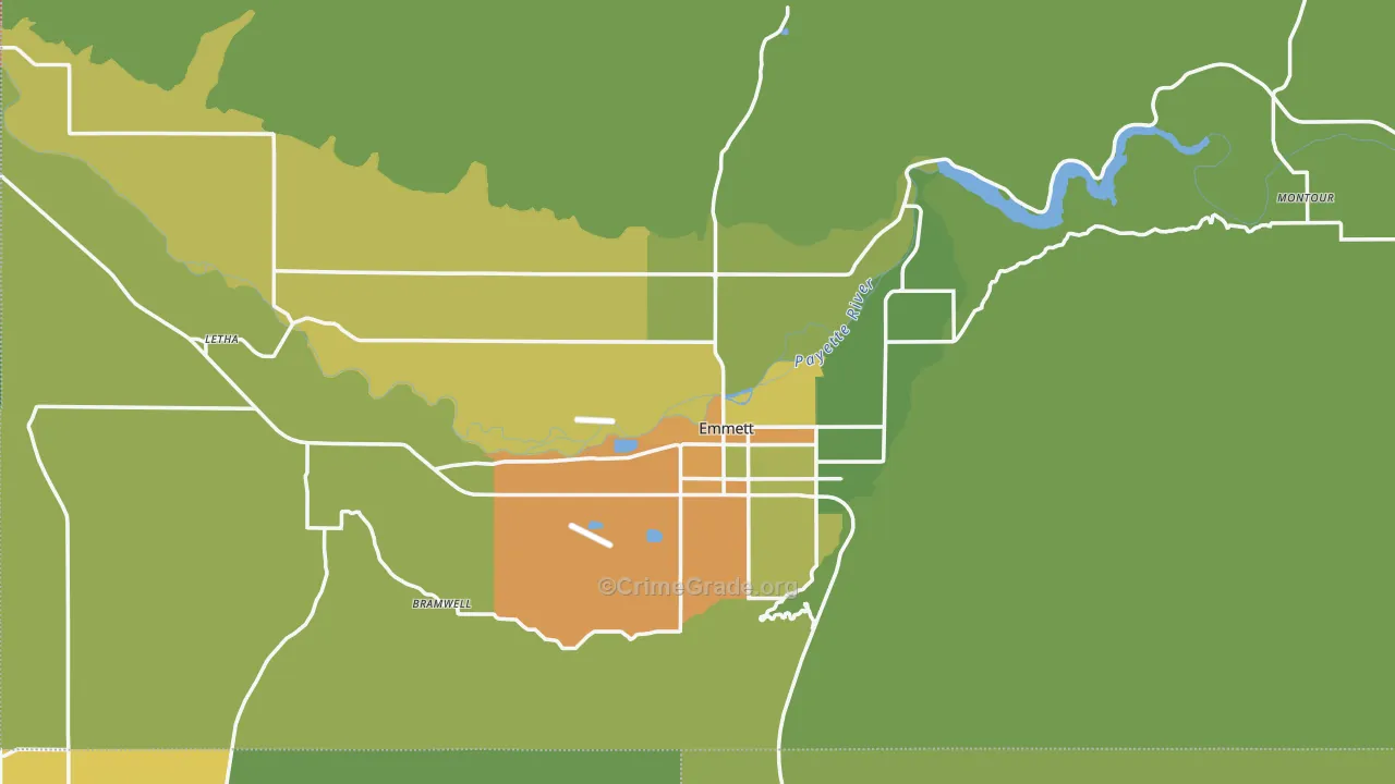 Gem County, ID Map of Theft Rates